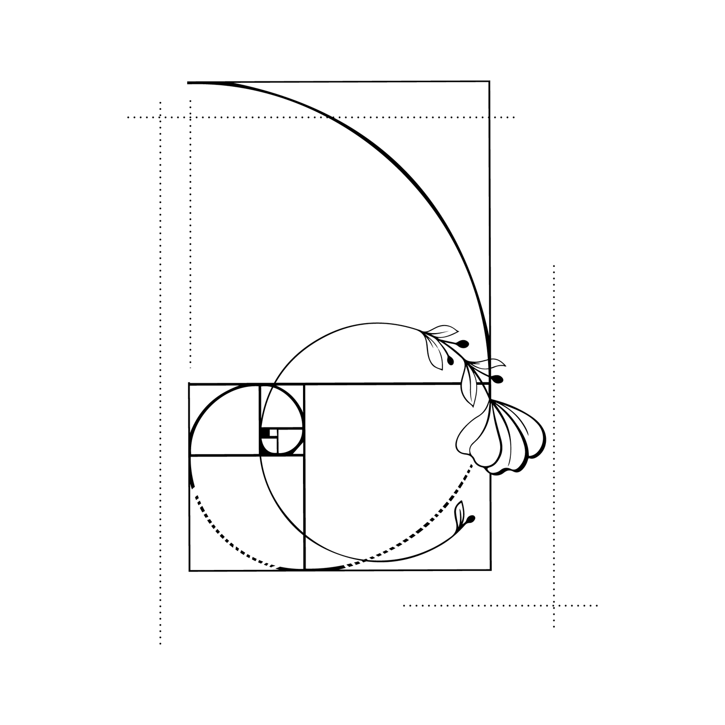 SteezyInk Golden Ratio Floral Temporary Tattoo 4 x 4 inch