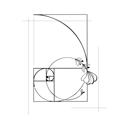 SteezyInk Golden Ratio Floral Temporary Tattoo 4 x 4 inch