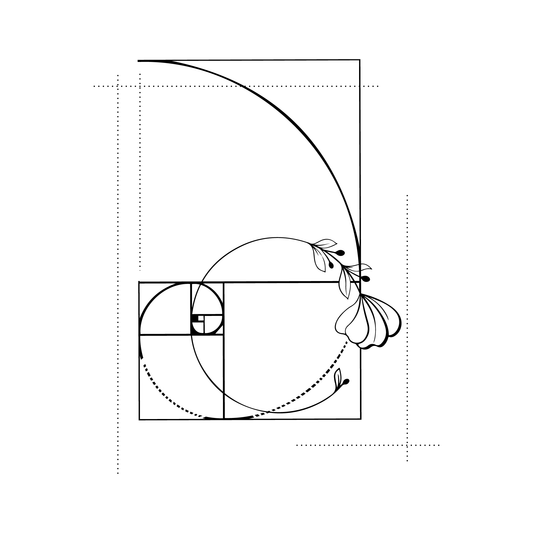 SteezyInk Golden Ratio Floral Temporary Tattoo 4 x 4 inch