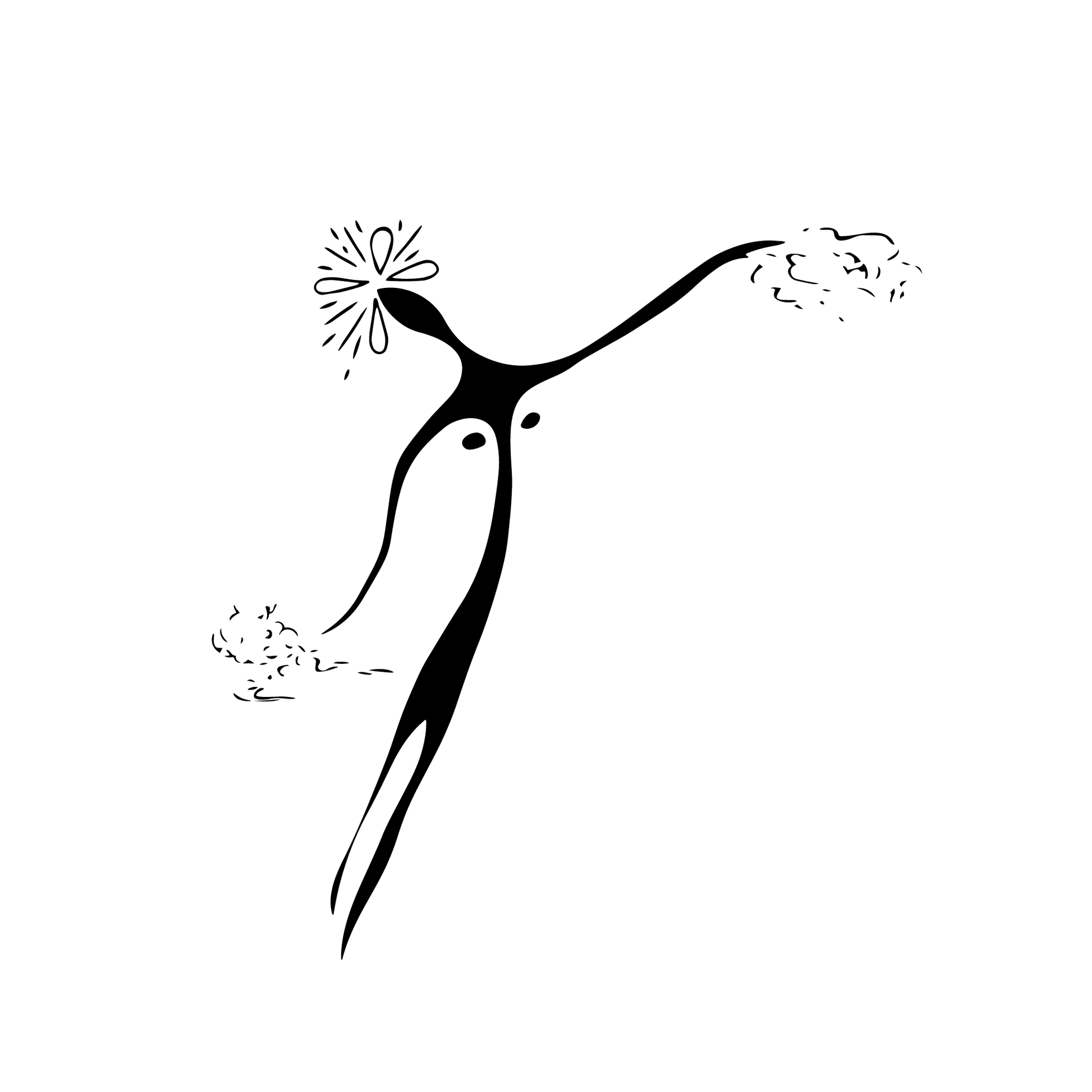 semi-permanent tattoo Carefree creature reaching for the clouds design close up