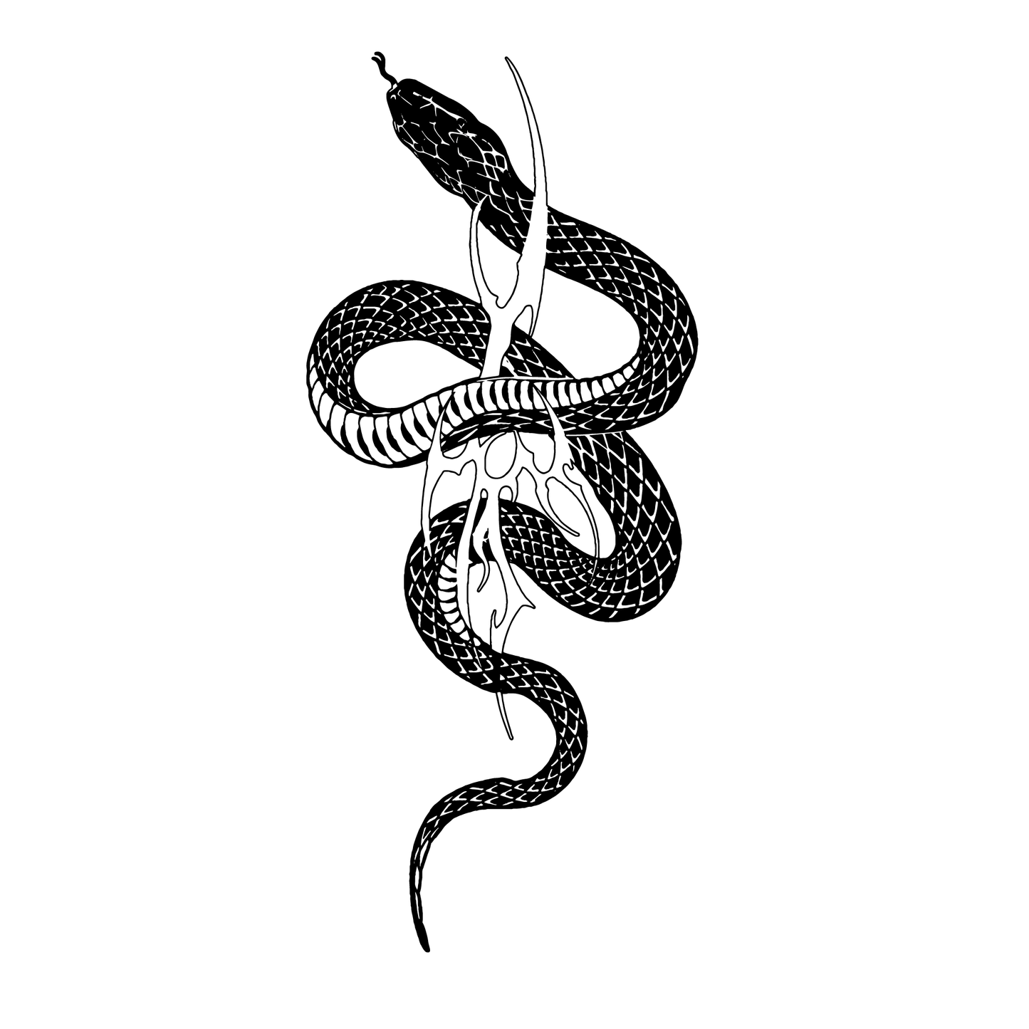 SteezyInk Cyber Sigil Snake Temporary Tattoo 3 x 6 inch