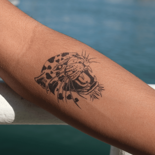 SteezyInk Heart Leopard Temporary Tattoo 3 x 3 inch