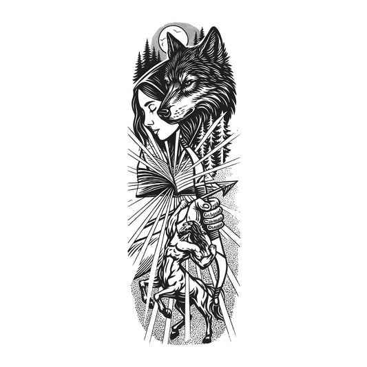 Tribal Centaur Sleeve Temporary Tattoo | 6 x 18 inch